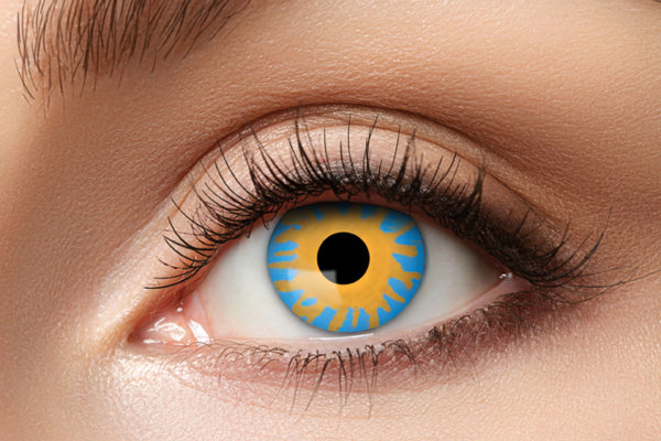 Magic Blue Kontaktlinsen. Blau Gelbe Effektlinsen