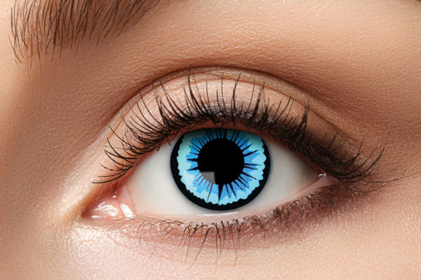 Engel Kontaktlinsen. Blaue farbige Kontaktlinsen. Engels Augen