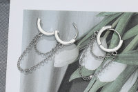 Creolen mit Kette Drop Chain Ohrringe Silberfarben
