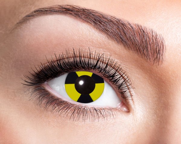 Radioactive Kontaktlinsen. Gelbe Motivlinsen Farblinsen