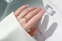 Anti Stress Ring Perlen Gold - Silber Anxiety Ring