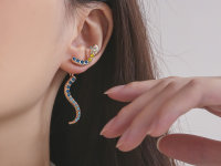 2 teilige Schlangen Ohrringe mit Edelsteinen blau