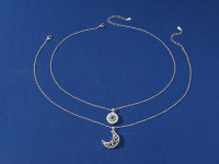Silberne Halskette mit Zirkonia Set kombinierbar einstellbar