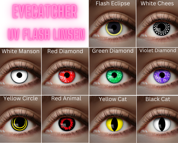 Leuchtende UV Kontaktlinsen diverse Farben fluoreszierend