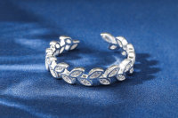 Lorbeerblatt Blätter Ring aus Sterling Silber mit Edelsteinen
