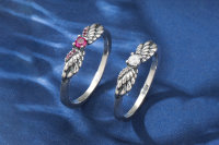 Engel Flügel Ring 925 Sterling Silber mit Edelstein