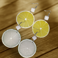 Zitronen oder Limetten Ohrringe mit Zuckerwürfel...