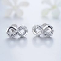 Paar 925 Sterling Silber Unendlichkeit Infinity Ohrringe...