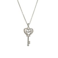 Statement Halskette Schlüssel Herz mit Edelsteinen Silber Onesize