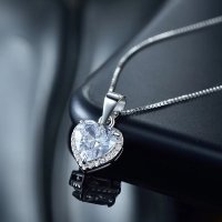 925 Sterling Silber Halskette mit Herz Edelstein...