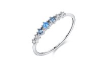 Schmaler 925 Sterling Silber Ring mit blauen und...