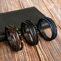 Leder Reihen Armband mit Natursteinen verschiedene Farben und Längen